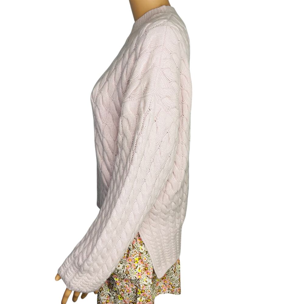 Theory Womens Karenia crew cable knit pullover sweater XS pink wool/cashmere - Picture 4 of 9